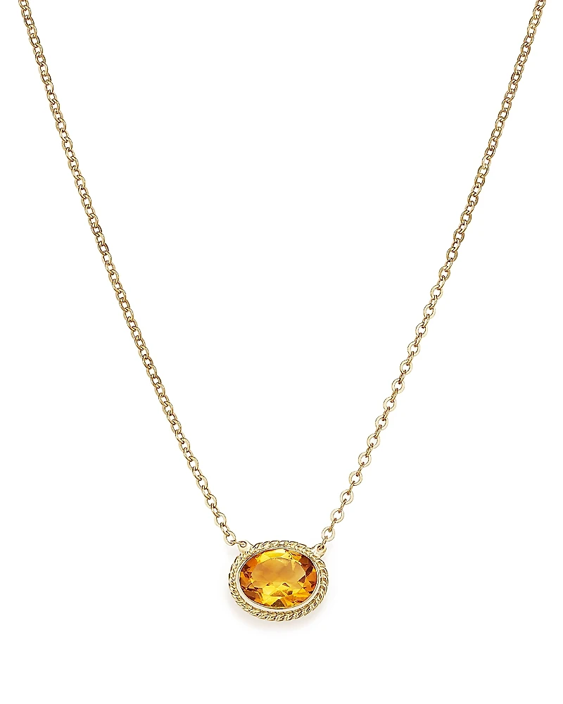Citrine Bezel Pendant Necklace