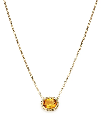 Citrine Bezel Pendant Necklace