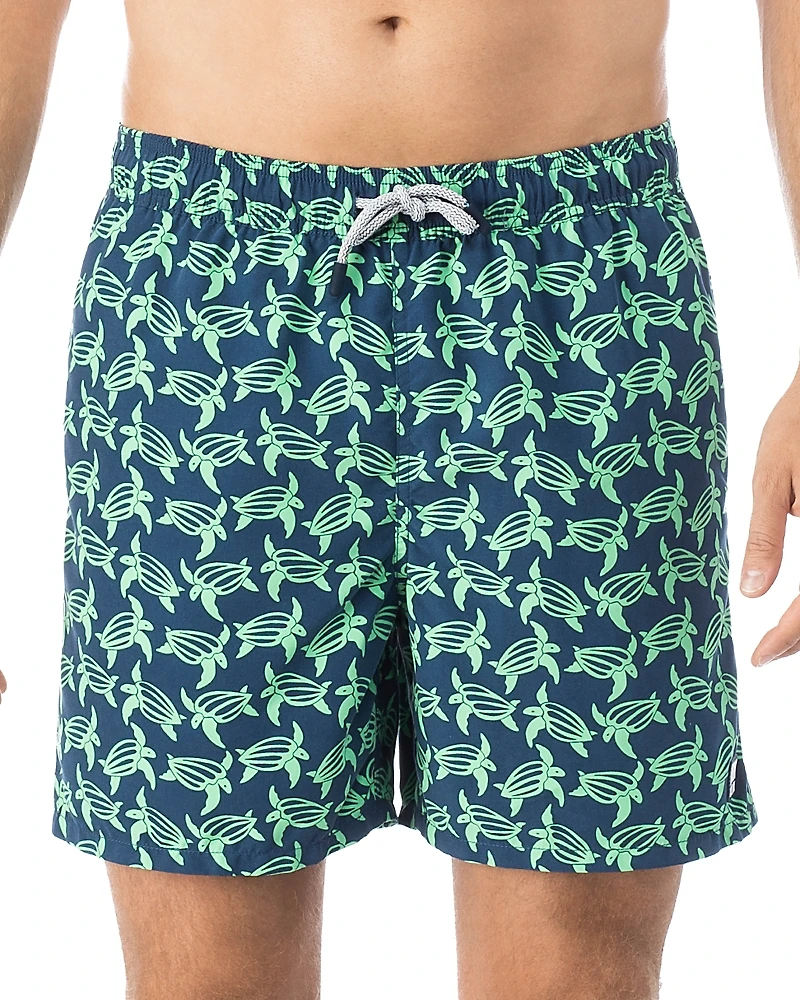 Tom & Teddy Turtle Print Swim Trunks