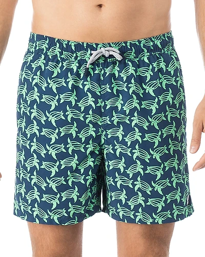 Tom & Teddy Turtle Print Swim Trunks