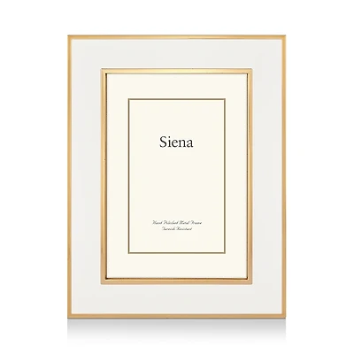 Siena White Enamel with Gold Frame, 5 x 7
