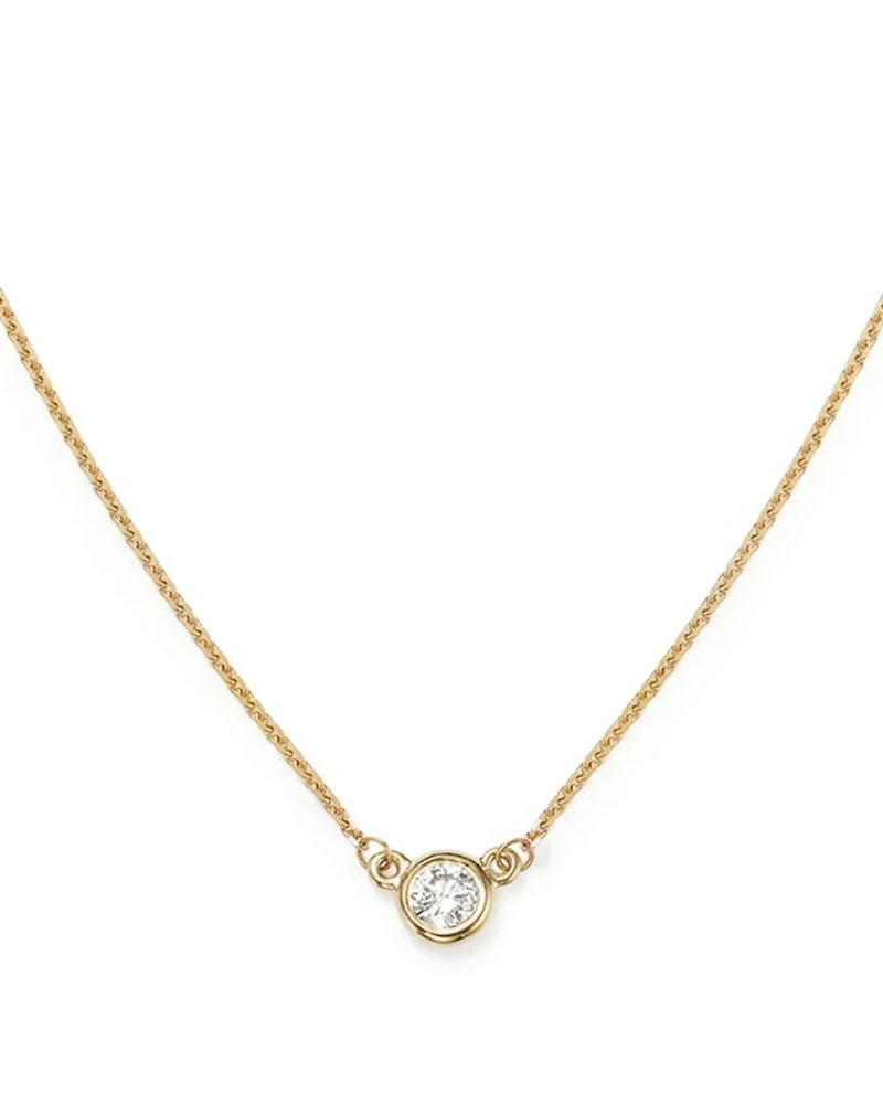 Diamond Bezel Set Pendant Necklace in 14K Yellow Gold, .15 tcw