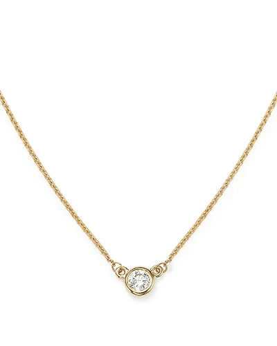 Diamond Bezel Set Pendant Necklace in 14K Yellow Gold, .15 tcw