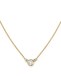 Diamond Bezel Set Pendant Necklace in 14K Yellow Gold, .15 tcw