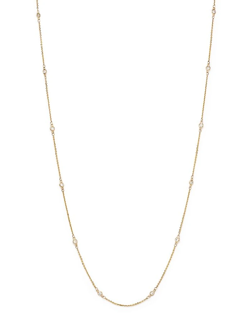 Diamond Station Necklace in 14K Yellow Gold, .30 tcw