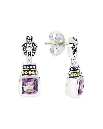 Lagos 18K Gold & Sterling Silver Rittenhouse Amethyst Drop Earrings