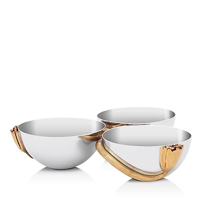 L'Objet Deco Leaves 3 Bowl Condiment Server