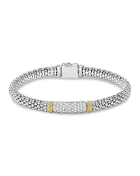 Lagos 18K Gold & Sterling Silver Diamond Lux Pave Station Bracelet
