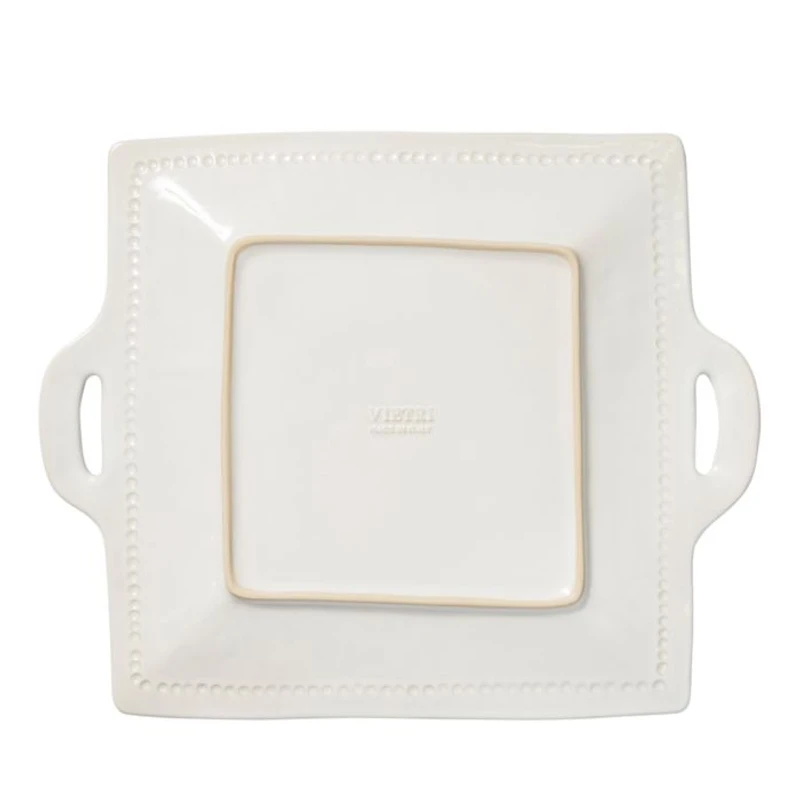 Incanto Stone White Stripe Square Handled Platter