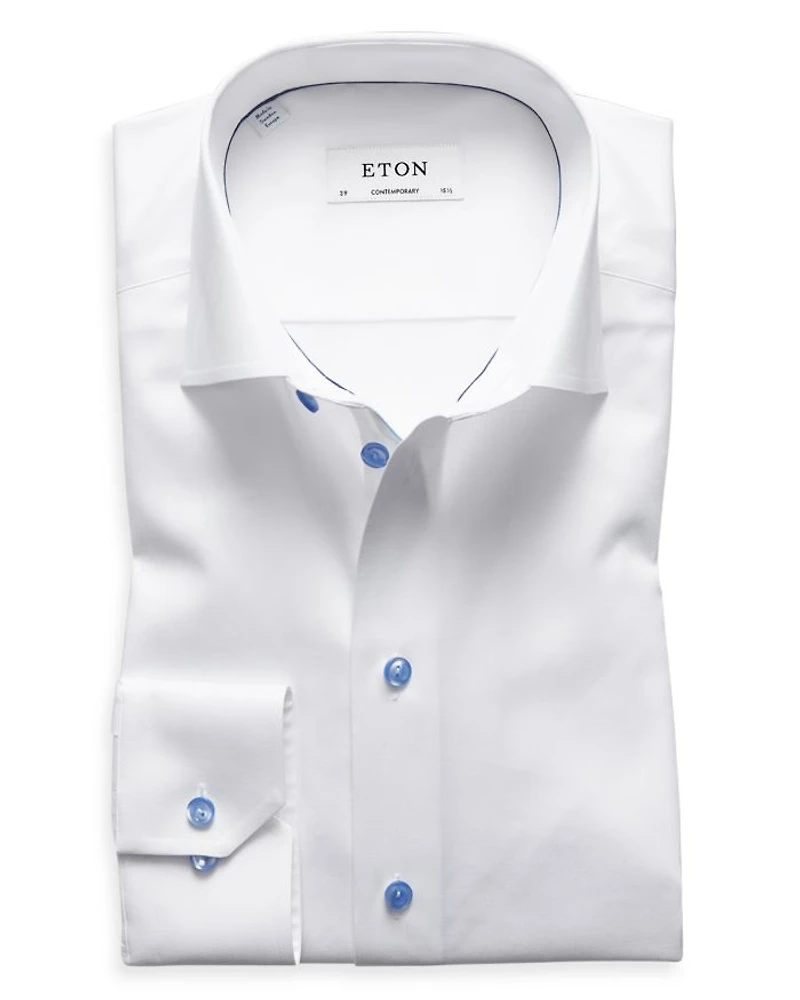 Contemporary Fit Contrast Blue Button Shirt