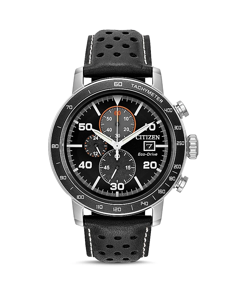 Citizen Men's Leather Strap Watch, 44mm