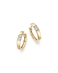 Diamond Small Hoop Earrings in 14K Yellow Gold, 0.25 tcw