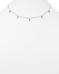 Emerald Teardrop Charm Necklace in 14K Yellow Gold, 17"