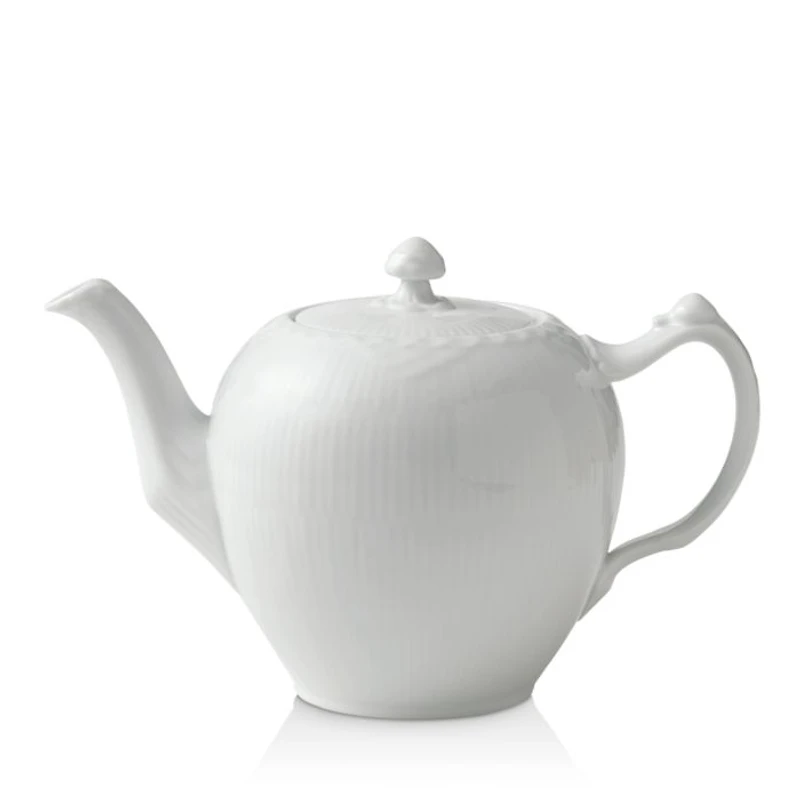 White Fluted Half Lace Tea Pot