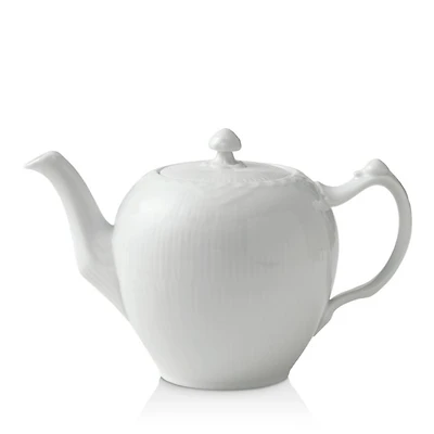 White Fluted Half Lace Tea Pot