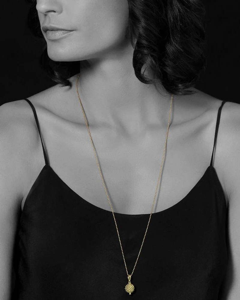 Caviar Gold Collection 18K Gold Ball Pendant Necklace, 30"