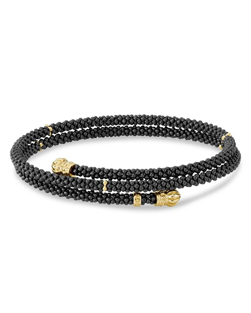 Gold & Black Caviar Collection 18K Gold & Ceramic Coil Bracelet