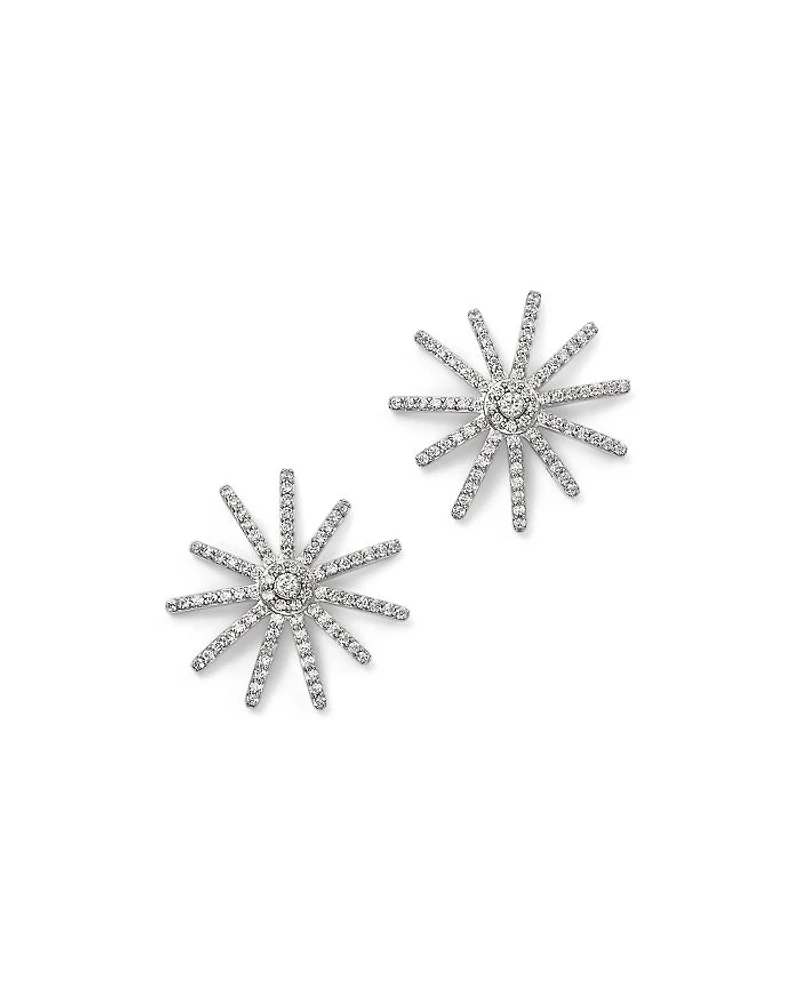 Diamond Starburst Statement Earrings in 14K White Gold, 0.50 tcw