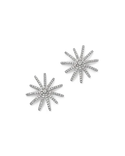 Diamond Starburst Statement Earrings in 14K White Gold, 0.50 tcw