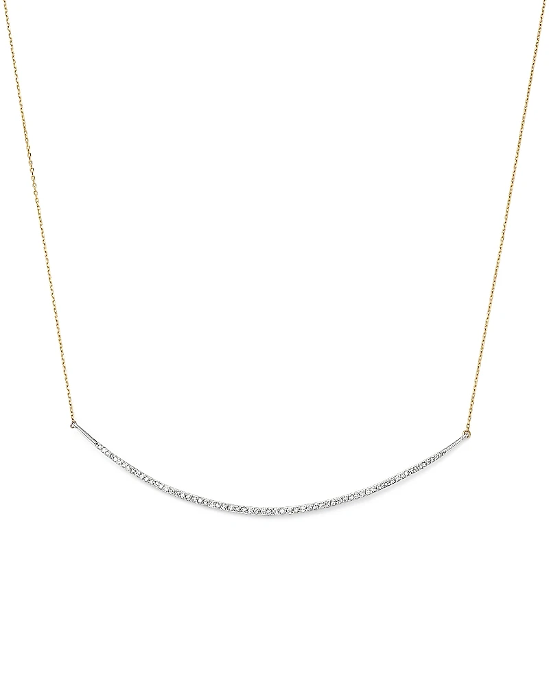 Adina Reyter Sterling Silver & 14K Yellow Gold Pave Diamond Curve Choker Necklace, 13