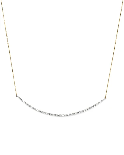 Adina Reyter Sterling Silver & 14K Yellow Gold Pave Diamond Curve Choker Necklace, 13
