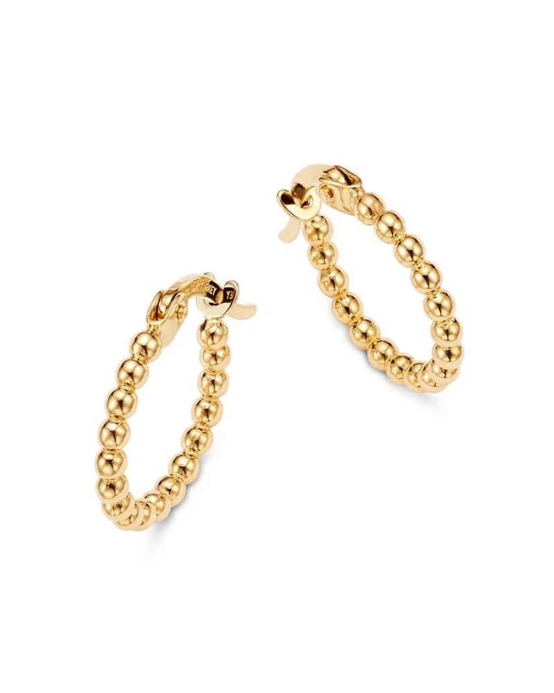 Beaded Hoop Earrings in 14K Yellow Gold - Exclusive