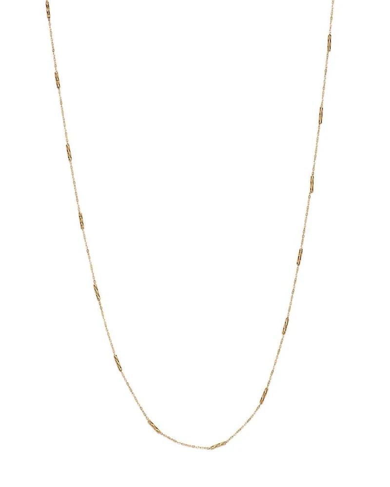 Bar Station Necklace in 14K Yellow Gold, 16" - Exclusive