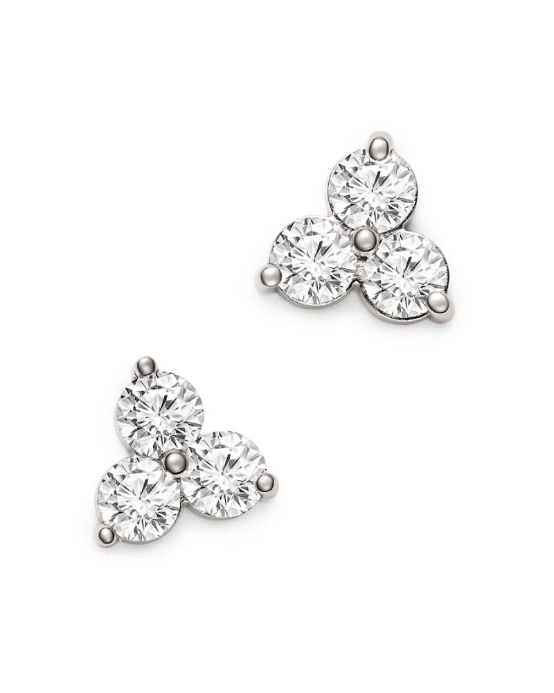 Diamond Trio Stud Earrings 14K White Gold, 0.20-2.0 tcw