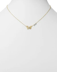 14K White & Yellow Gold Butterfly Pendant Necklace, 16"