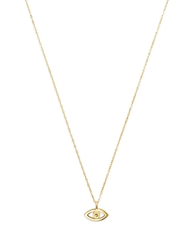 14K Yellow Gold Evil Eye Pendant Necklace, 16"