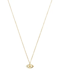 14K Yellow Gold Evil Eye Pendant Necklace, 16"