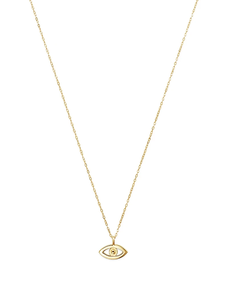 Moon & Meadow 14K Yellow Gold Evil Eye Pendant Necklace, 16