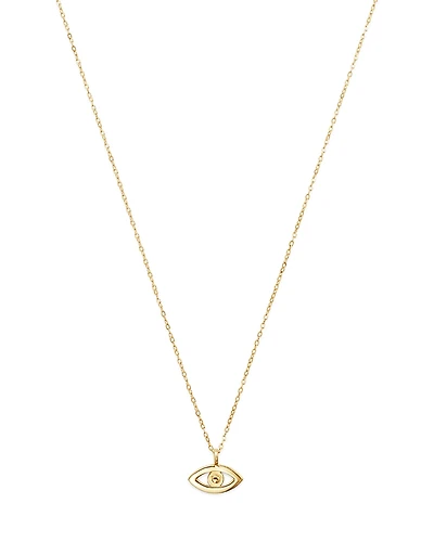 Moon & Meadow 14K Yellow Gold Evil Eye Pendant Necklace, 16