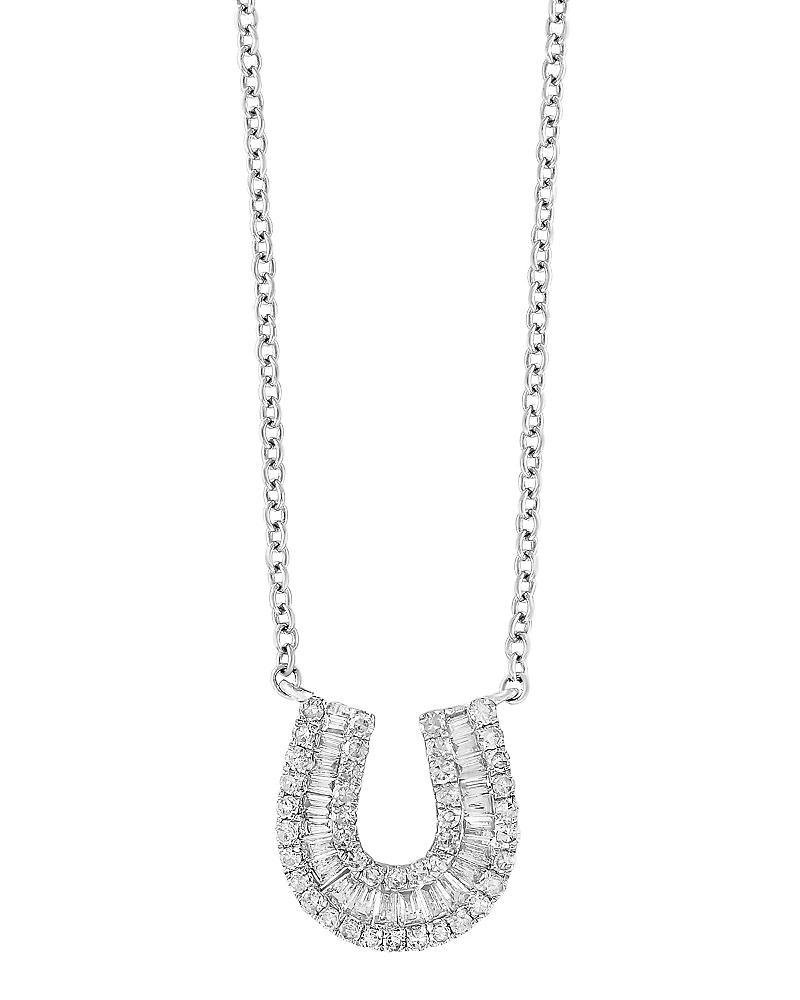Bloomingdale's Fine Collection Diamond Baguette Horseshoe Pendant Necklace