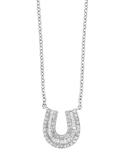 Bloomingdale's Fine Collection Diamond Baguette Horseshoe Pendant Necklace