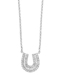 Bloomingdale's Fine Collection Diamond Baguette Horseshoe Pendant Necklace