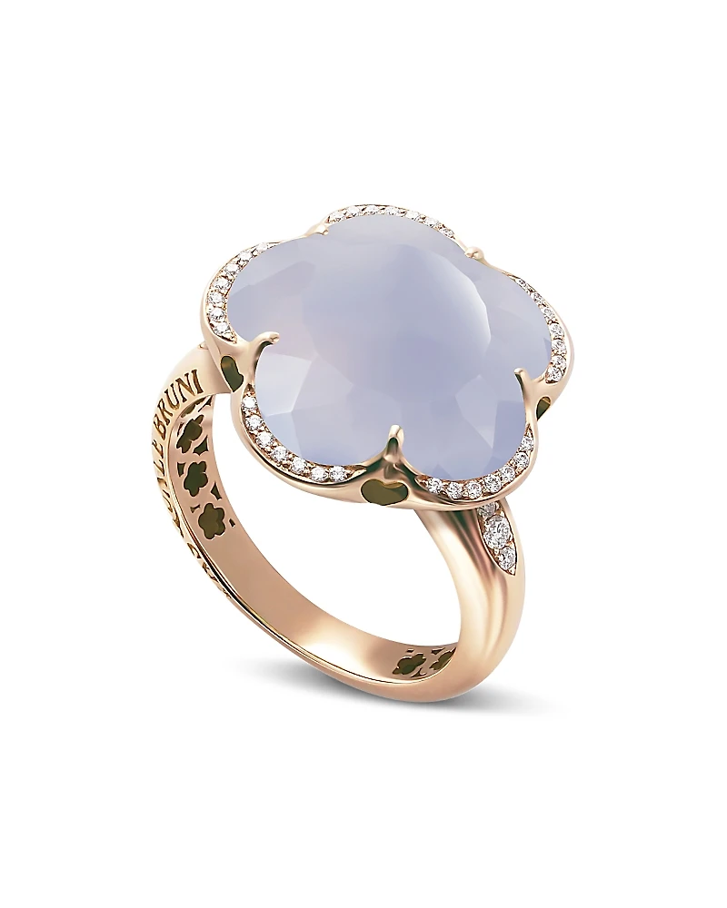 Pasquale Bruni 18K Rose Gold Bon Ton Floral Blue Chalcedony & Diamond Ring