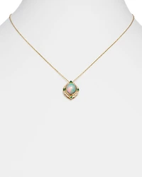 Ethiopian Opal, Emerald & Diamond Pendant Necklace in 14K Yellow Gold, 18"