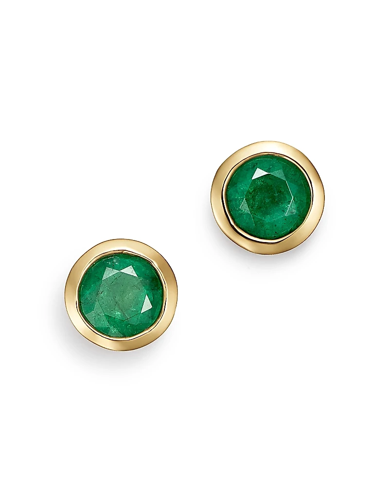 Bloomingdale's Fine Collection Emerald Bezel Stud Earrings