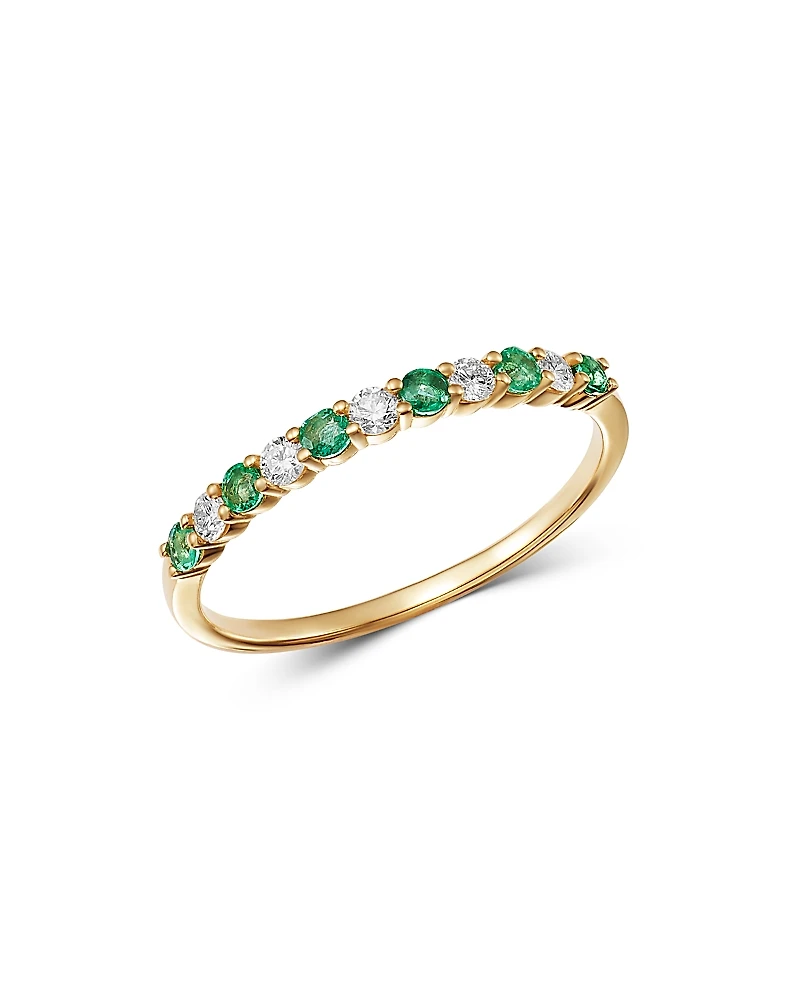 Bloomingdale's Fine Collection Emerald & Diamond Stacking Ring