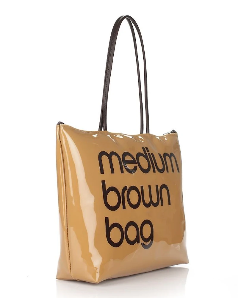 Bloomingdale's Zip Top Medium Brown Bag - Exclusive