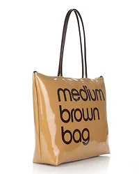 Bloomingdale's Zip Top Medium Brown Bag - Exclusive