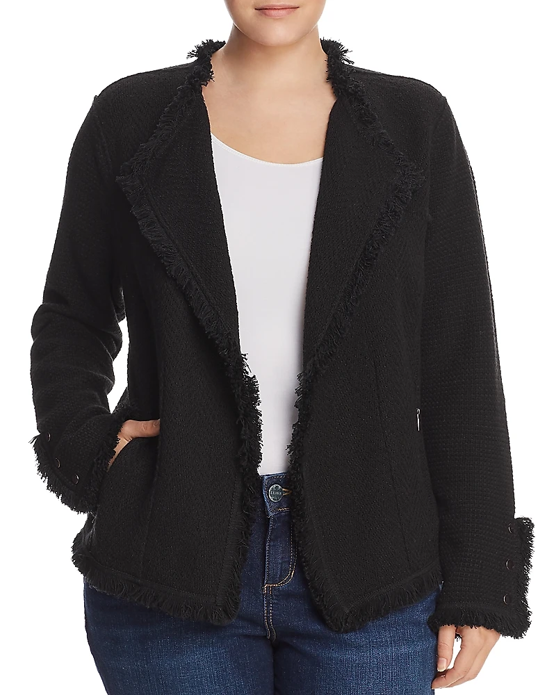 Nic+Zoe Plus Fringe Mix Knit Jacket