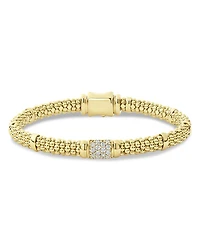 18K Yellow Gold Caviar Small Diamond Slim Station Bracelet