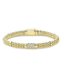Lagos 18K Yellow Gold Caviar Diamond Slim Station Bracelet