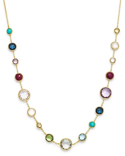 Ippolita 18K Yellow Gold Lollipop Lollitini Clear Quartz, Mother of Pearl, Green Gold Citrine, Peridot, Green Agate, Blue Topaz, Turquoise, London Blue Topaz, Amethyst & Pink Tourmaline Short Necklace