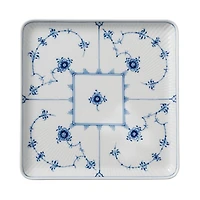 Blue Fluted Plain Large Square Plate