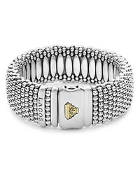 Sterling Silver Caviar Wide Bracelet