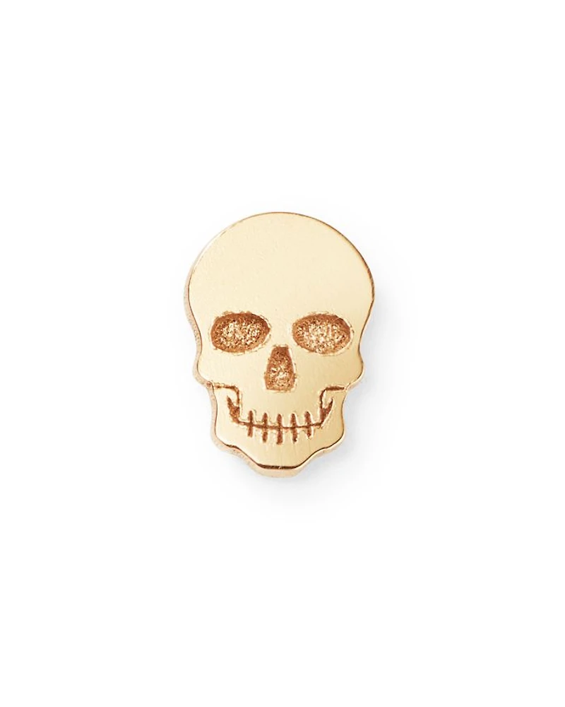 14K Yellow Gold Single Itty Bitty Skull Stud Earring