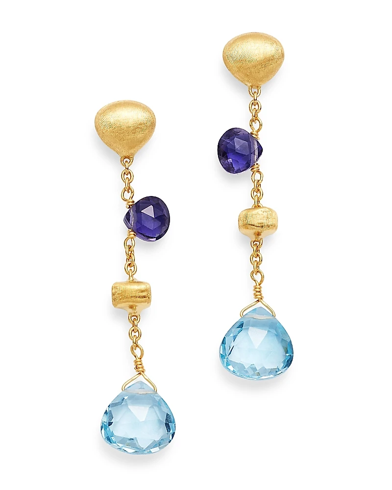Marco Bicego 18K Yellow Gold Paradise Iolite & Blue Topaz Drop Earrings - Exclusive